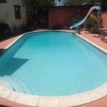 Finished pool with slide