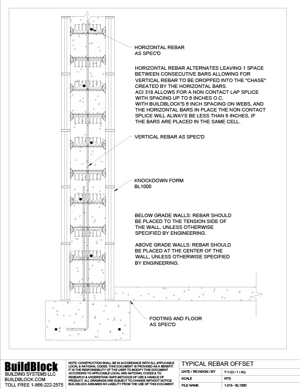 1.015 BL1000 Typical Rebar Offset (PDF) BuildBlock Insulating