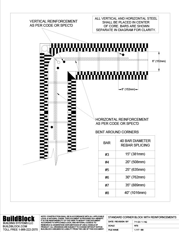 1.117 BB Standard Corner Block with Reinforcements (DWG) BuildBlock