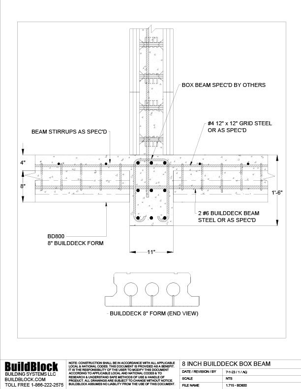 1.715 BD800 8 inch BuildDeck Box Beam (DWG) BuildBlock Insulating