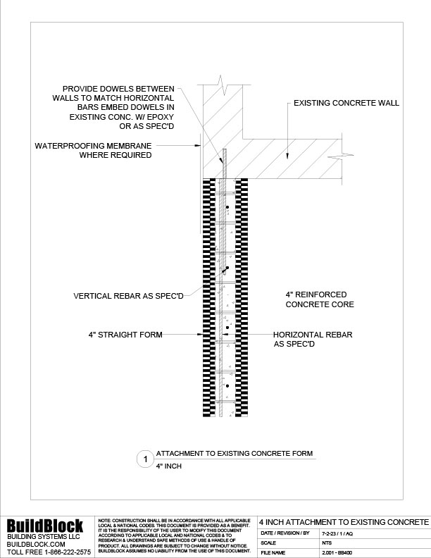 2.001 - BB400 4 inch Attachment to Existing Concrete Form (DWG