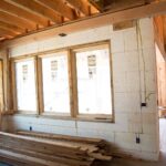 Inside the home as electrical wires are added to the wall