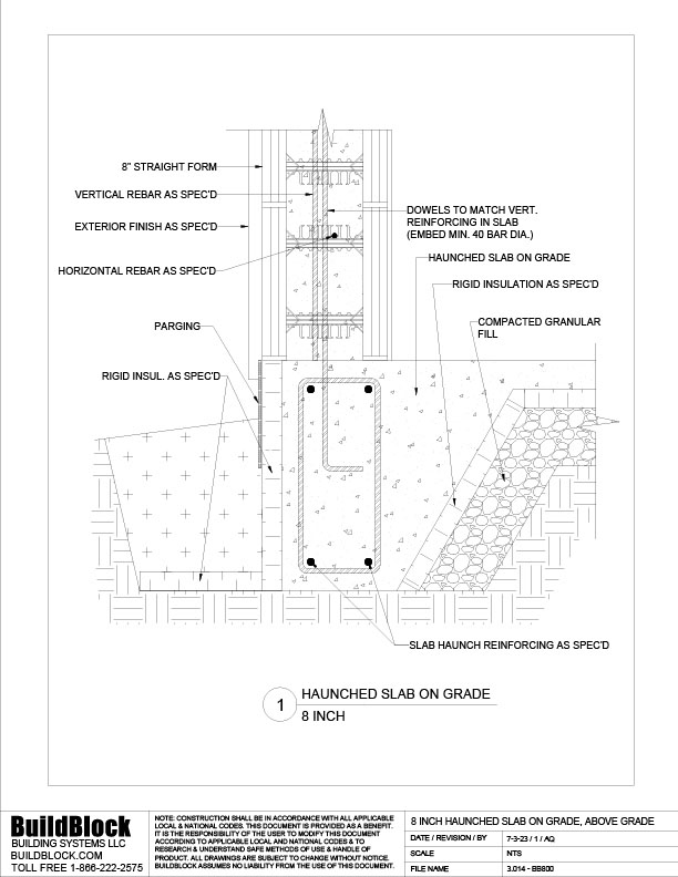 3.014 - BB800 8 inch Haunched Slab on Grade Above Grade (DWG ...