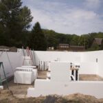 ICF walls with bracing being attached 