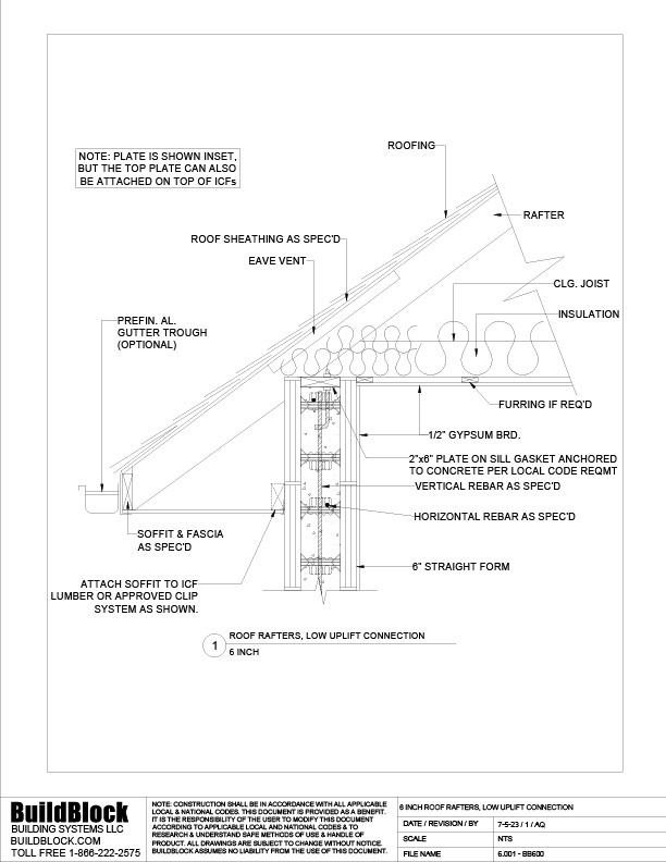 6.001 - BB600 6 inch Eave Roof Rafters Low Uplift Connection (DWG ...