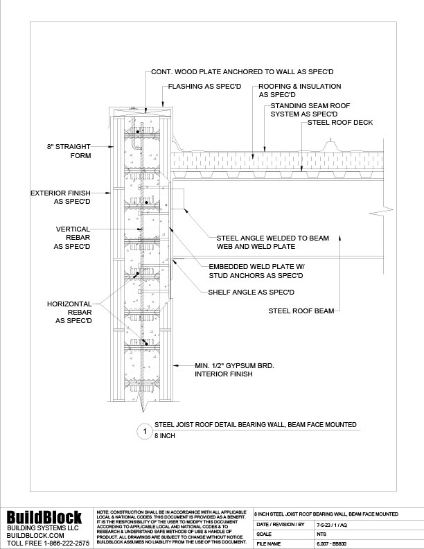 6.007 - BB800 8 inch Steel Beam Roof, Bearing Wall Beam Face Mounted ...