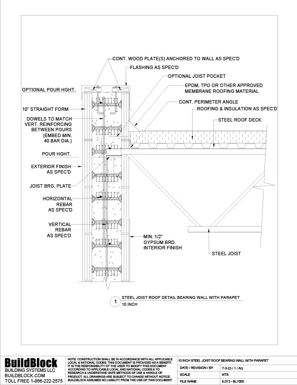 6.013 - BB1000 inch Steel Joist Roof, Bearing Wall with Parapet (PDF ...