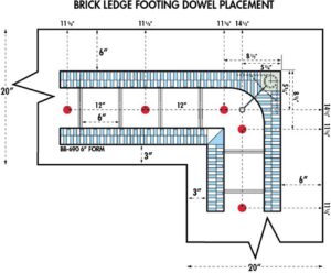 Brickledge Footing Dowel Placement Diagram