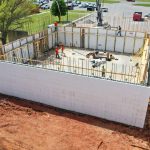 ICF walls stacked to half height.